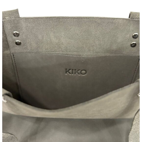 KIKO Leather Shopper Tote Bag Gray / Cocoa Minimalist Modern Purse 12x15 Travel - Picture 6 of 9